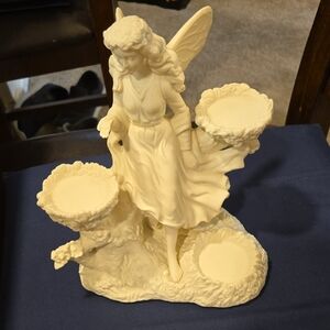 Rare Partylite Bisque Porcelain Fairy Candle Holder